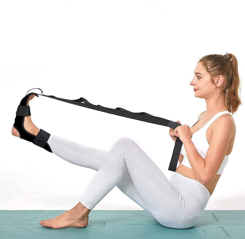HavenFlix Foot & Calf Stretcher Belt, Foot Exercise Equipment for Yoga, Leg Exercise Belt Nylon Yoga Strap(Black)