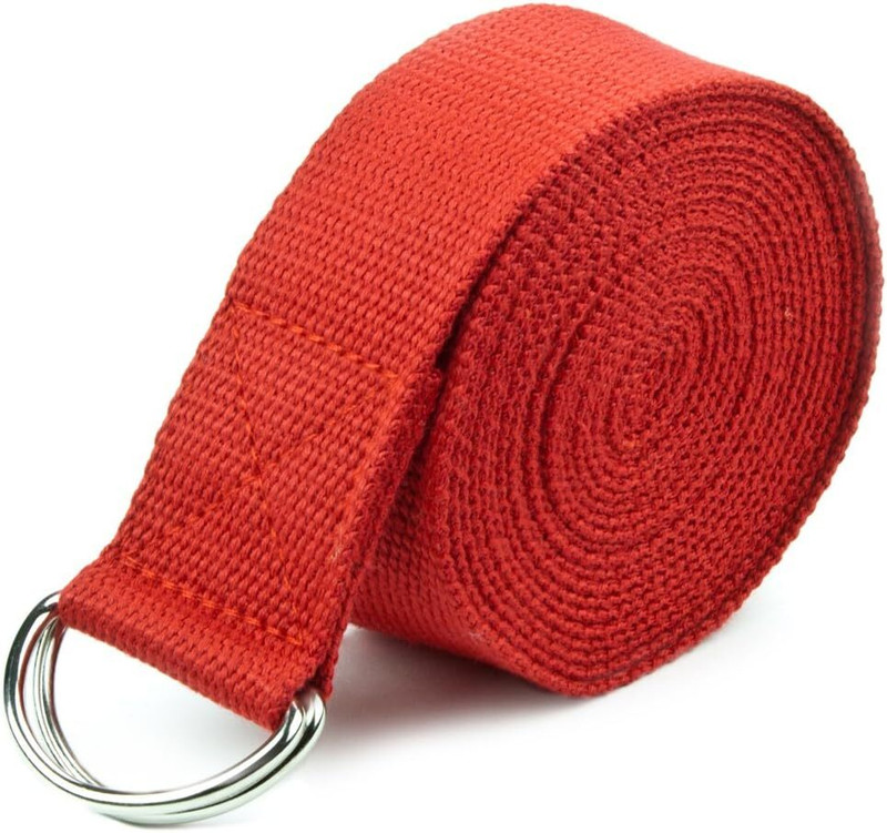 uRock Yoga Belt Women and Men Yoga Strap for Stretching with Adjustable D-Ring Buckle Cotton Yoga Strap(Red)