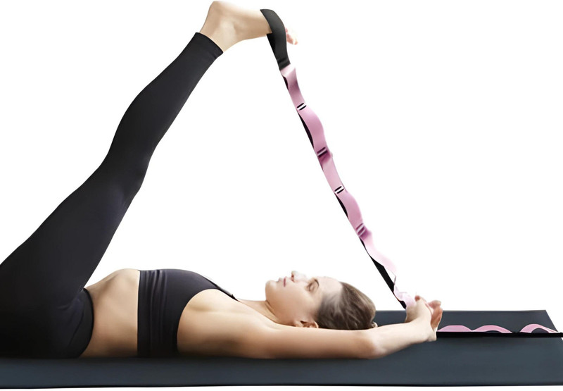 ShopiMoz Yoga Belt 9 Loop Belt for Women & Men Yoga Strap for Stretching Leg Yoga Fitness Nylon Yoga Strap(Pink)