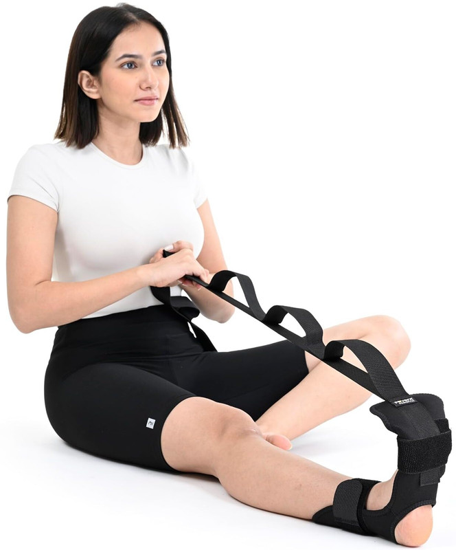 Gora Foot Rehabilitation Strap with Secure Buckle and Adjustable Fit Nylon Yoga Strap(Black)