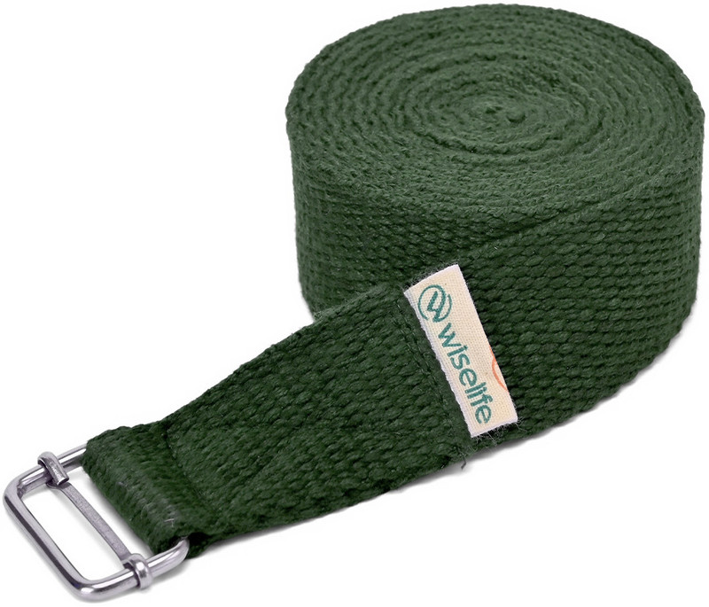 Wiselife Yoga Stretch Belt/Strap|Best for Daily Stretching, Physical Therapy & Fitness Cotton Yoga Strap(Green)