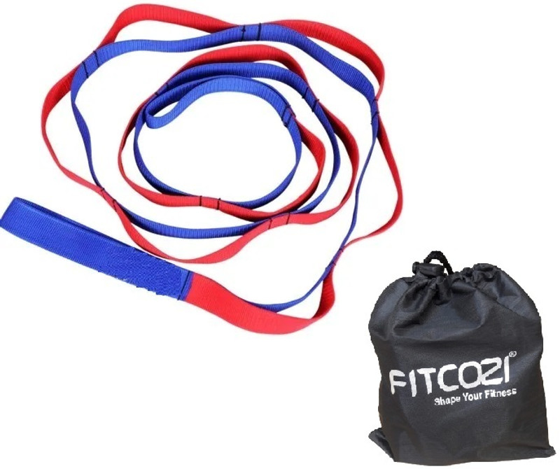 Fitcozi Yoga Belt Stretch Strap Pilate Workout Leg Stretching Band Exercise Polyester Yoga Strap(Blue, Red)