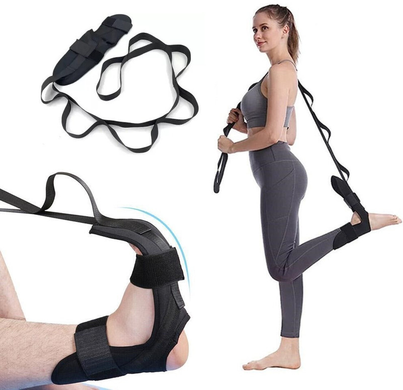 RACE Yoga Belt for Women & Men, 5 Loops Yoga Band for Stretching Nylon Yoga Strap(Black)