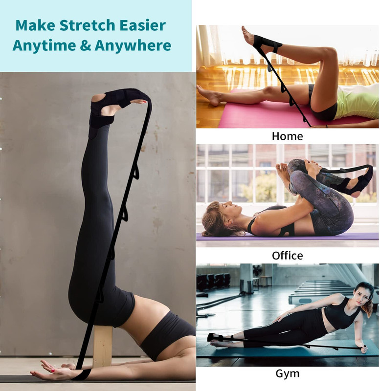 Fitcozi 5 Loops Yoga Straps For Yoga | Yoga Belts For Men And Women At Home Cotton, Polyester Yoga Strap(Black)