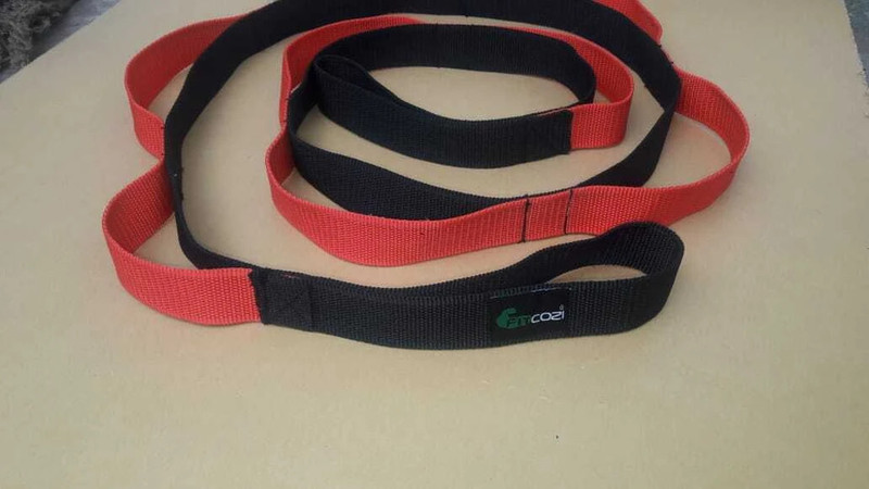 GSI Strap for Stretching Leg Stretcher with Loops Polyester Yoga Strap(Black, Red)