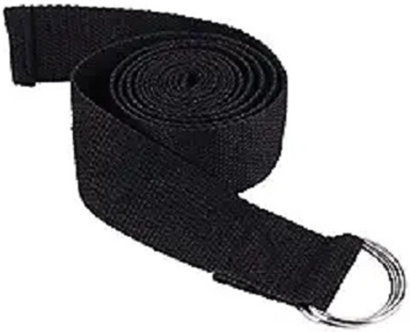 Fitcozi Yoga Straps Belt For Holding Poses, Improving Flexibility and Physical Therapy Cotton Yoga Strap(Black)