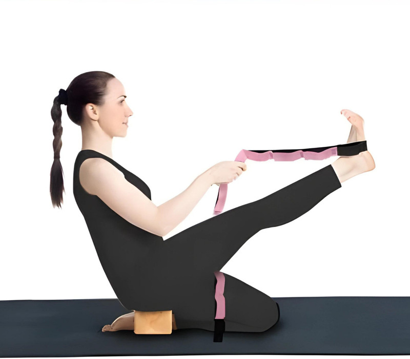 ShopiMoz Yoga Belt 8 Loop Option Multiple Stretching Strap for Yoga, Pilates, Exerciser Nylon Yoga Strap(Pink)