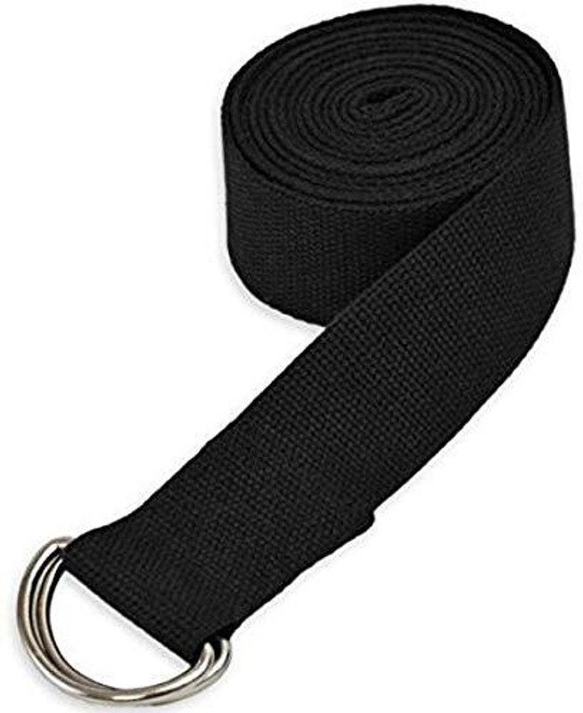 MAPACHE Yoga Belt Strap – 8ft, Durable Cotton with D-Ring Buckle Cotton Yoga Strap(Black)