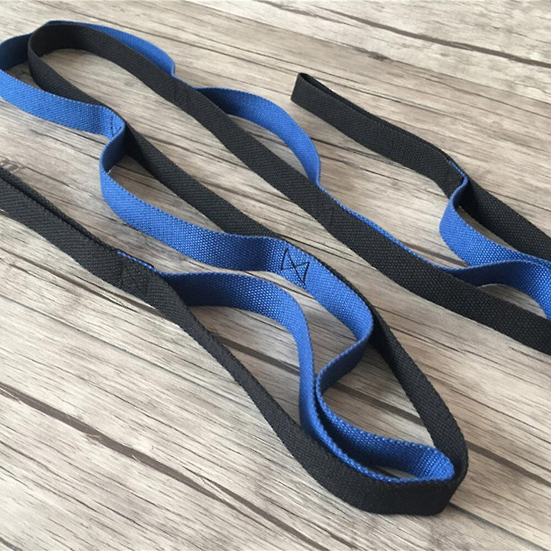 GSI Yoga Belt 10 Loop Option Varient Stretching Strap for Yoga Polyester Yoga Strap(Black, Blue)