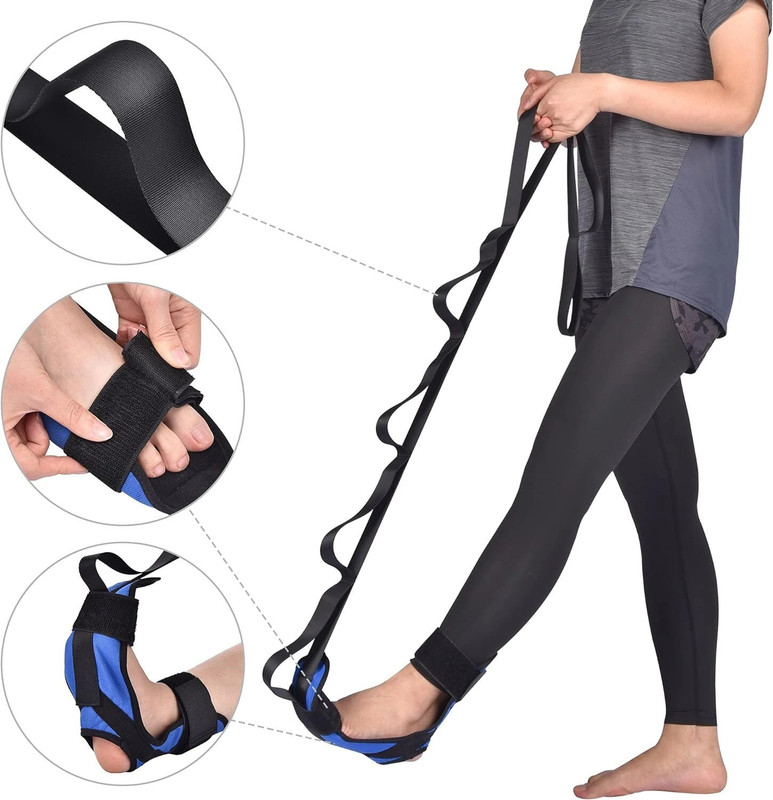 Fitcozi Strap Yoga Foot & Leg Stretch Strap Rehabilitation Training Polyester Yoga Strap(Blue, Black)