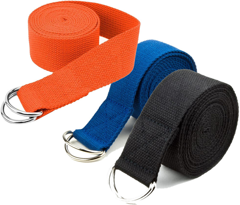 uRock Yoga Strap & Stretching Belt Cotton Yoga Strap(Orange, Black, Blue)