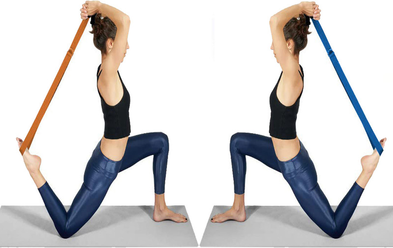 DreamPalace India Cotton Anti Skid Straps with Adjustable D-Ring Buckle, Best for Yoga Cotton Yoga Strap(Blue, Orange)