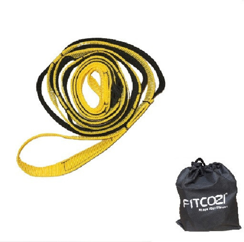 Fitcozi Strap for Yoga, Pilates, Exercise, Physical Therapy Polyester Yoga Strap(Yellow, Black)