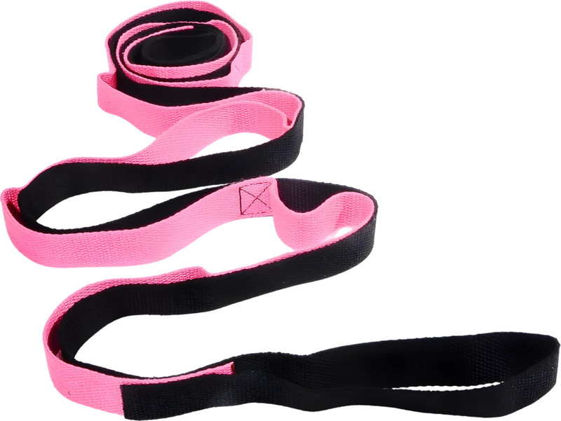 ShopiMoz 9 Loops Non-Elastic Yoga Strap for Stretching, Perfect Multi-Loop Exercise Nylon Yoga Strap(Pink)