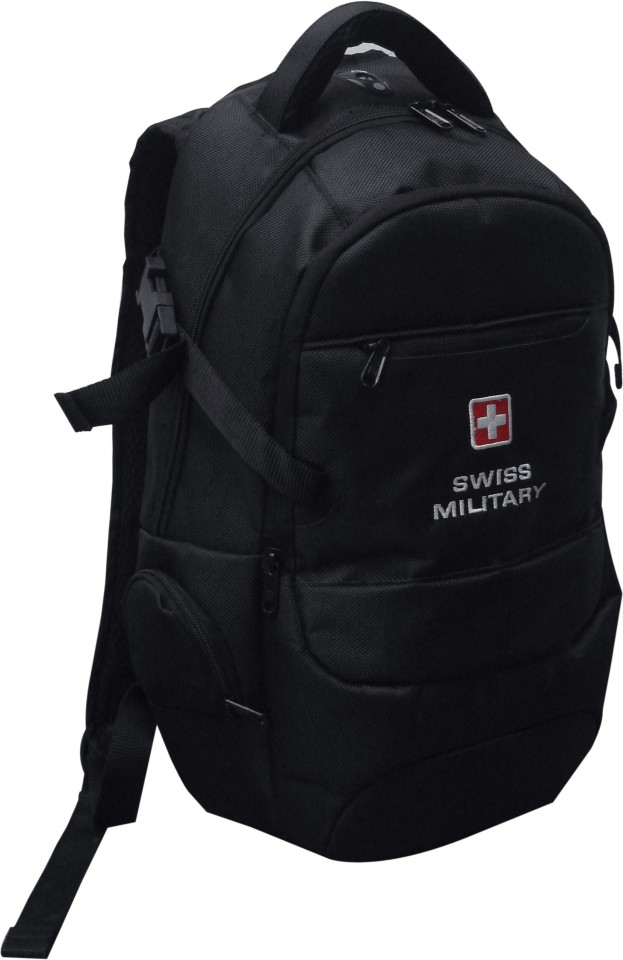 swiss military polyester 25 ltrs black laptop backpack