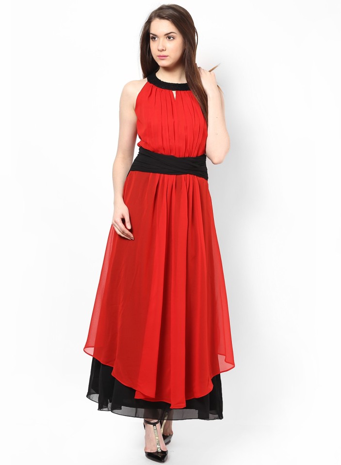 red maxi dress flipkart