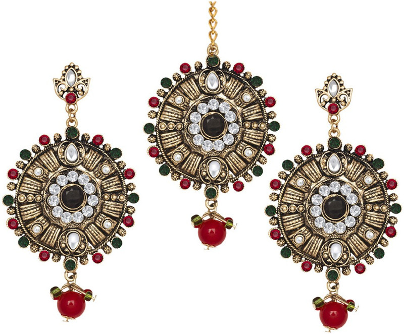 earrings with maang tikka flipkart