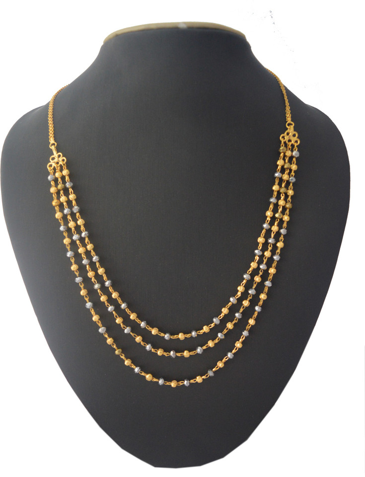 Radhekrishna 3 line golden silver mala 