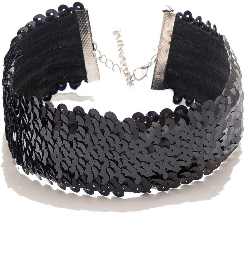 Black Sequin Choker Fabric Choker 