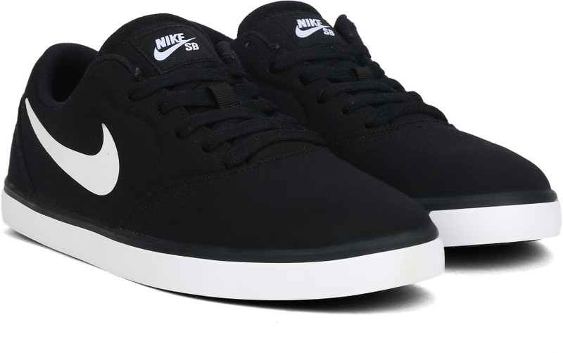 black nike shoes with white check