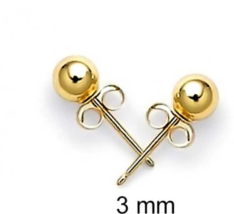 Flipkart Com Buy Bling Jewelry Hollow Kids Round Ball Stud Earrings 14k Gold 3mm Lac Stud Earring Online At Best Prices In India