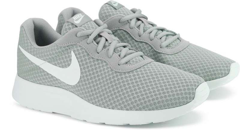 nike men's tanjun wolf grey white sneakers