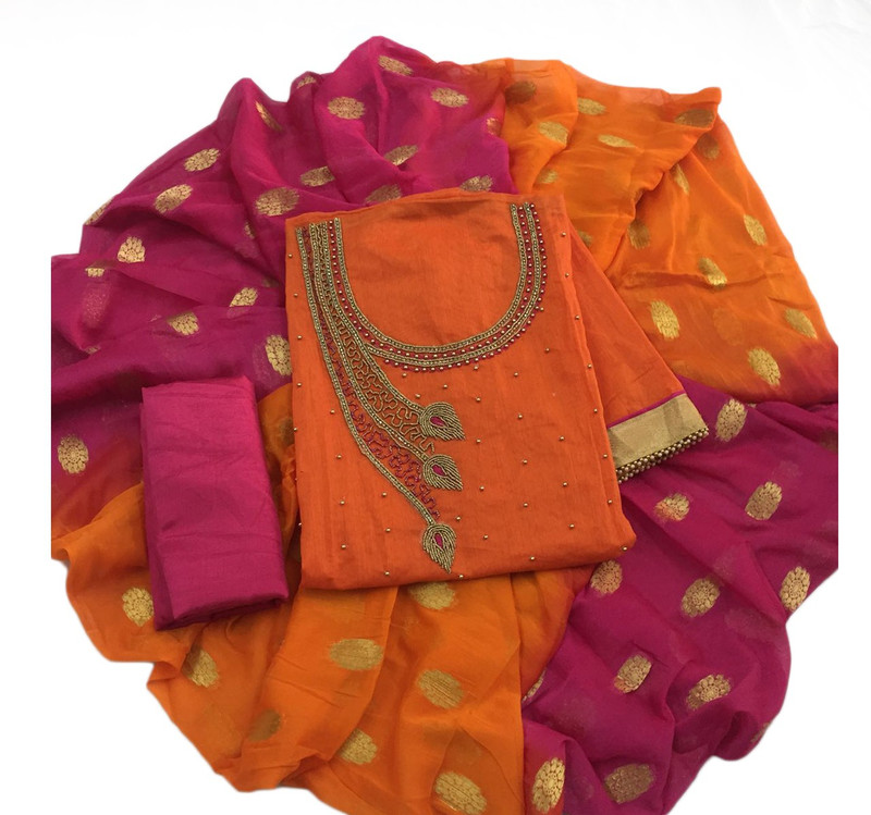 Silk dress material flipkart outlet