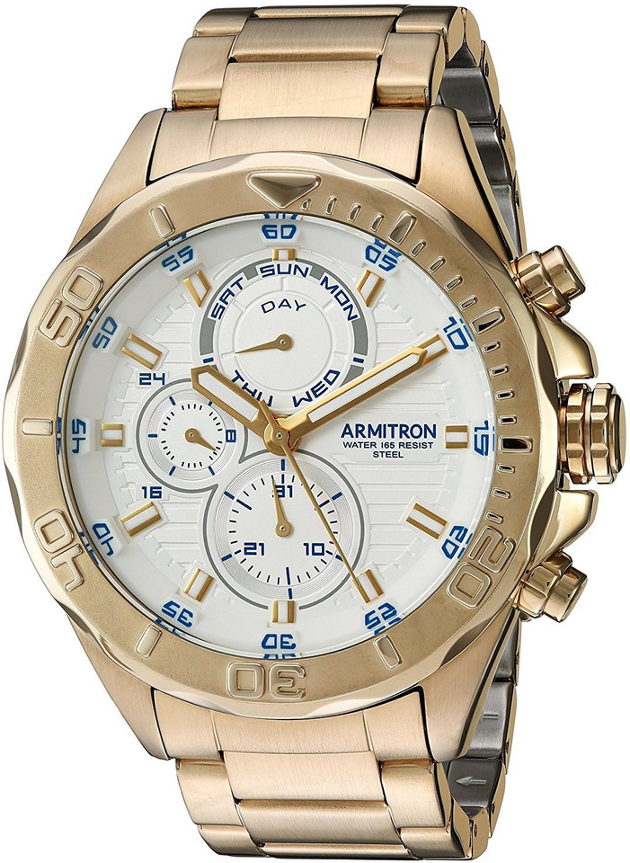 armitron water 165 resist steel gold