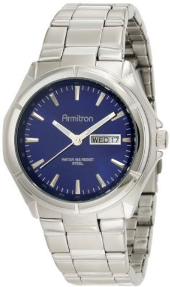 armitron men's blue dial stainless steel tachymeter watch