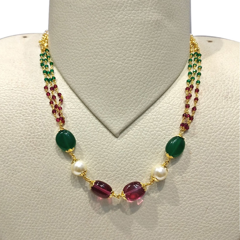 Green Bead Motimala Necklace 