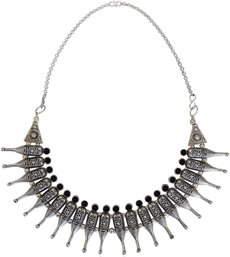 flipkart black metal necklace