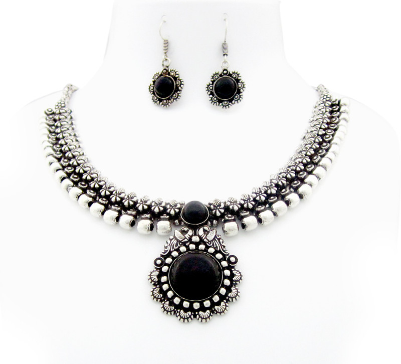 flipkart black metal necklace