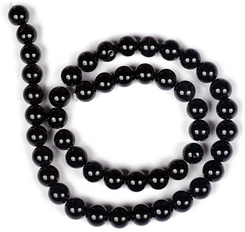 Crystu Black Onyx Natural Crystal Stone Beads Gemstone 8mm Round Loose Beads In String For Making Necklace Jewelry Bracelet Mala Blox81 Onyx Crystal Chain Price In India Buy Crystu Black Onyx