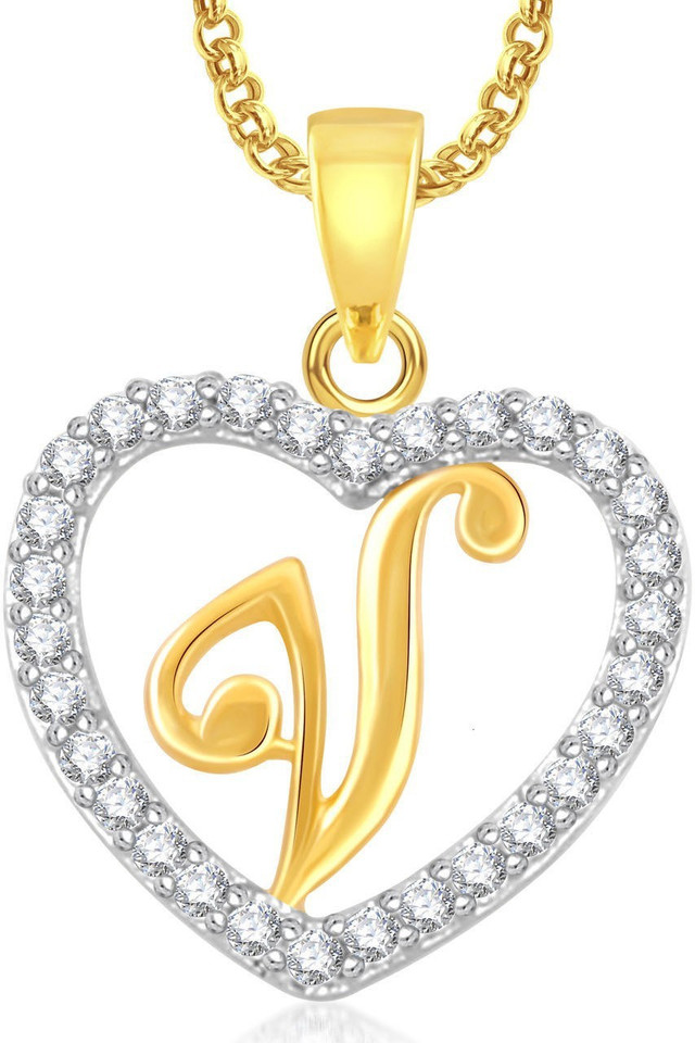 AMAAL Heart 'V' Alphabet Pendant Gold 