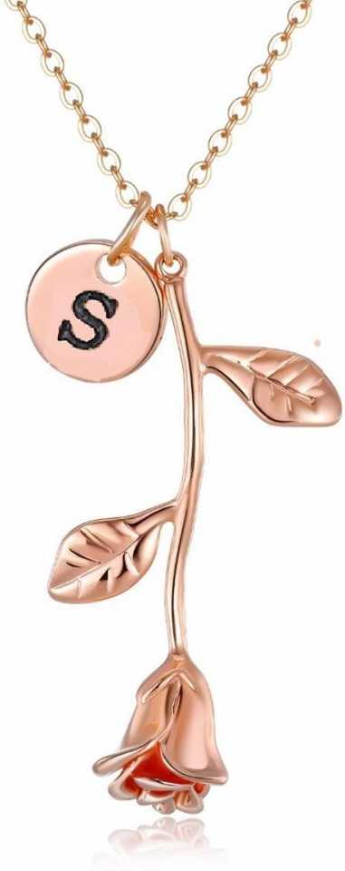 Myki Stylish Rose Flower Design S Letter Rose Gold Plated Pendant For Women Girls Copper Copper Pendant Price In India Buy Myki Stylish Rose Flower Design S Letter Rose Gold