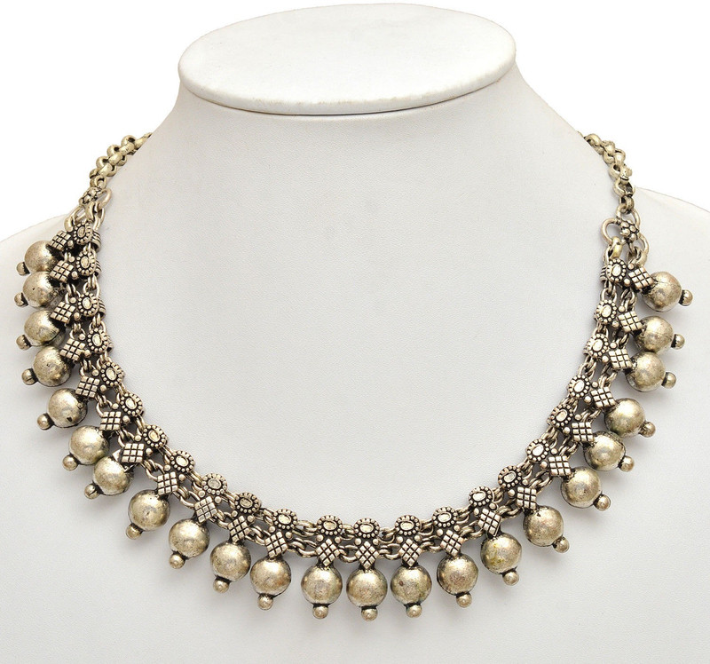 Black Silver Plated Copper Necklace 