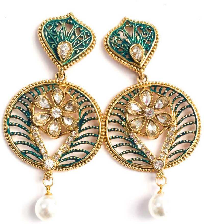 Copper indian Pearl/'sgreen stones