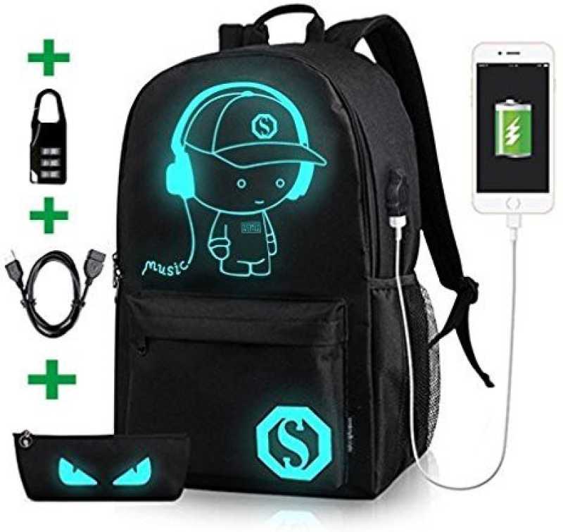 Anime V for Vendetta Backpack Noctilucence School Bag Luminous Laptop Bag