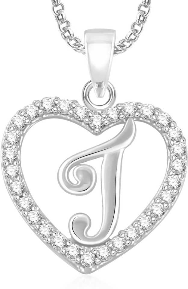 Divastri J Letter Alphabet Chain Necklace Pendants For Girls Boys Women Mens Valentine Gift Silver Cubic Zirconia Diamond Alloy Pendant Price In India Buy Divastri J Letter Alphabet Chain