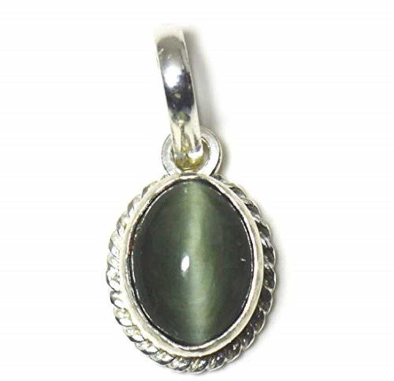 Jaipur Gemstone Cats Eye Pendant With Natural Silver Cat S Stone In India - Cat Eye Stone Pendant