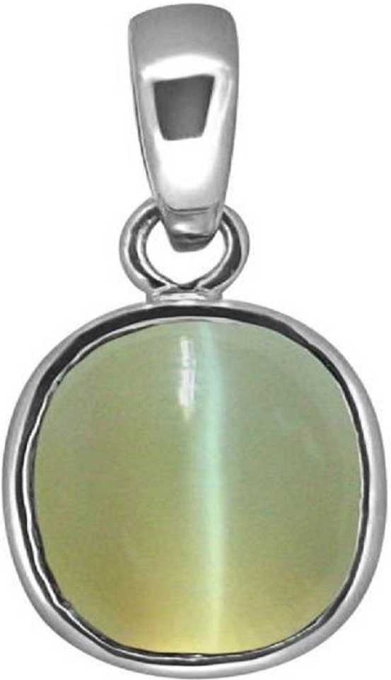 Jaipur Gemstone Cats Eye Pendant With Natural Silver Cat S Stone In India - Cat Eye Stone Pendant