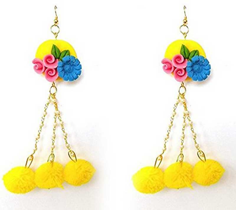 Flipkart Com Buy Unique Indian Crafts Earring Made In Pom Pom Jewellery Earrings 1 Pair Traditional Multicolor For Women Girls Agate Porcelain Drops Danglers Online At Best Prices In India