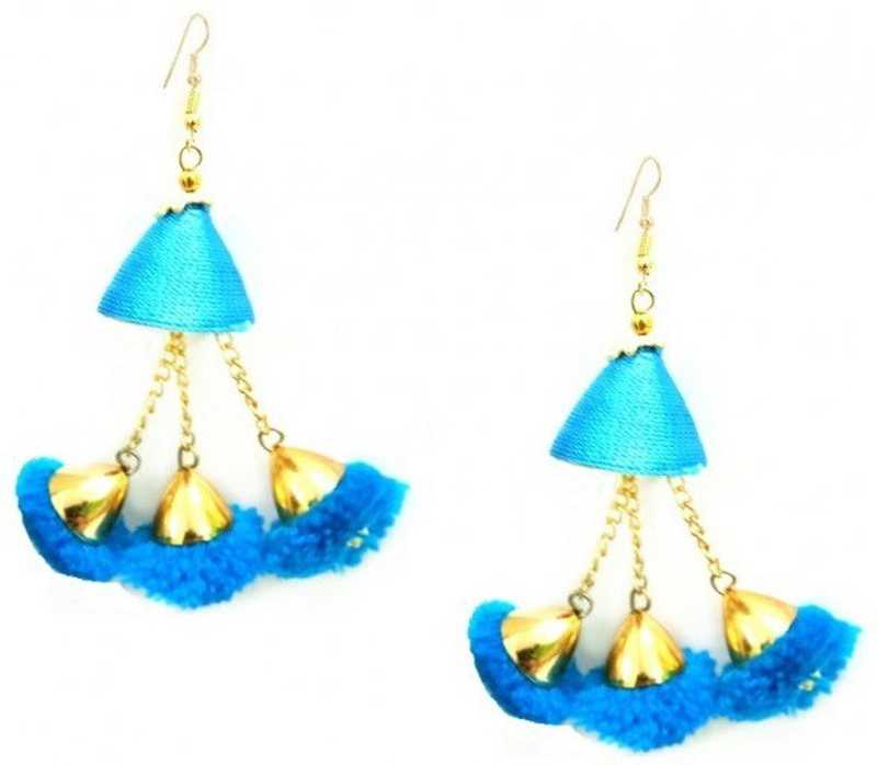Flipkart Com Buy Zaffrecollections Zaffre Pom Pom Silk Thread Jhumki Firozee Alloy Dangle Earring Alloy Drops Danglers Online At Best Prices In India