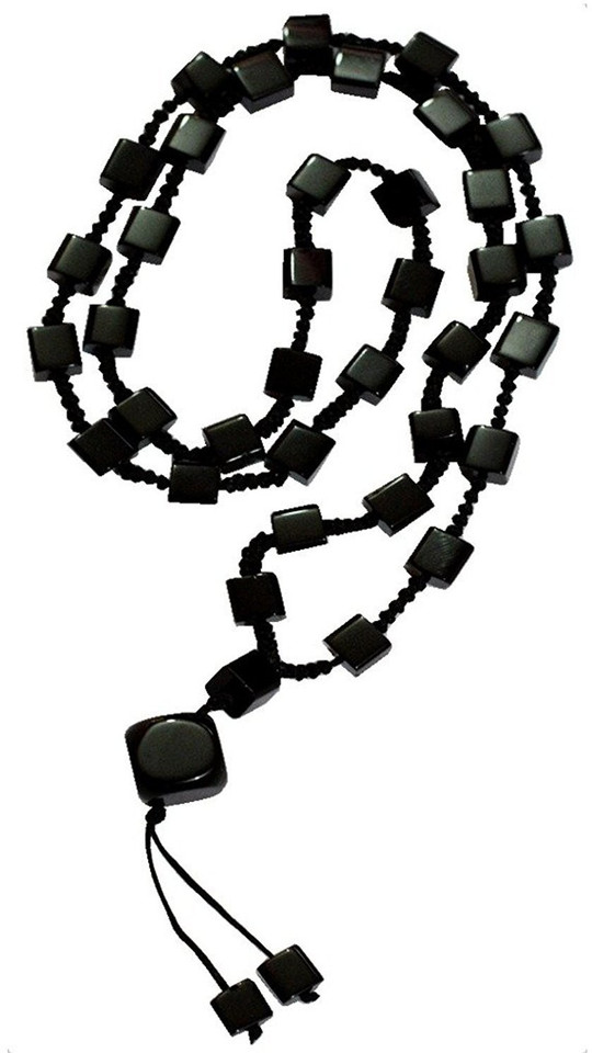 Black Crystal Beaded Necklace Chain 