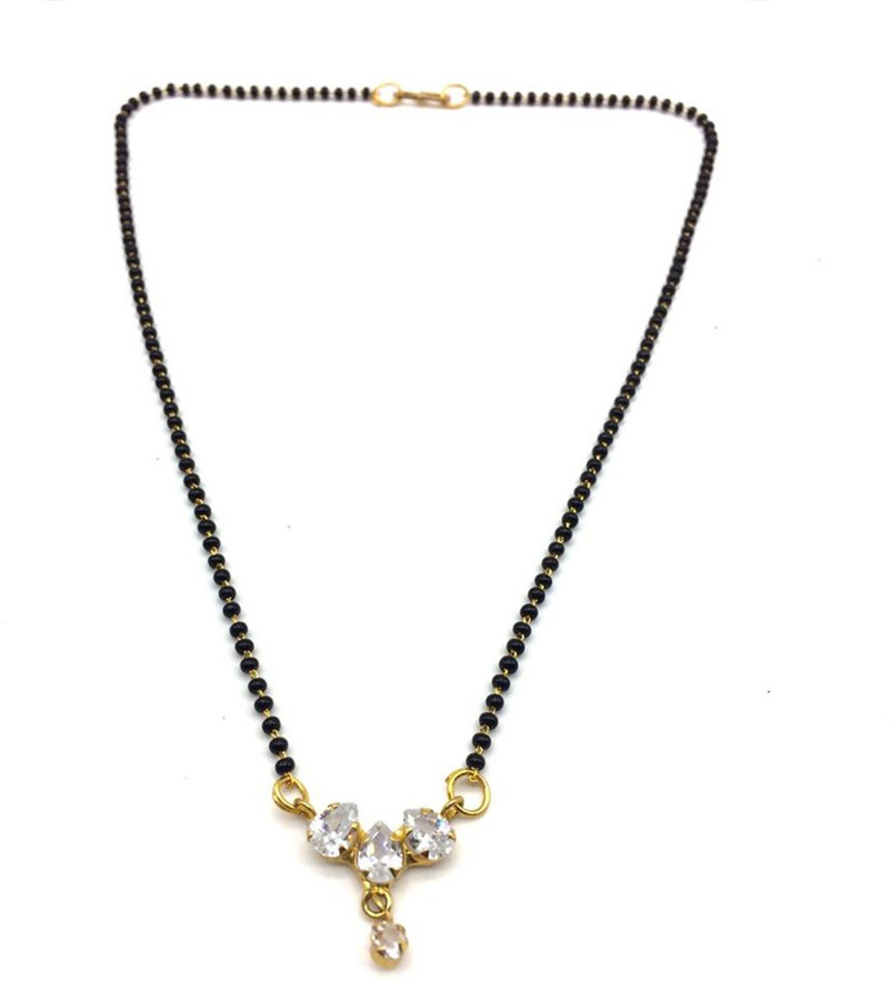 Black Beads Single Chain Necklace 