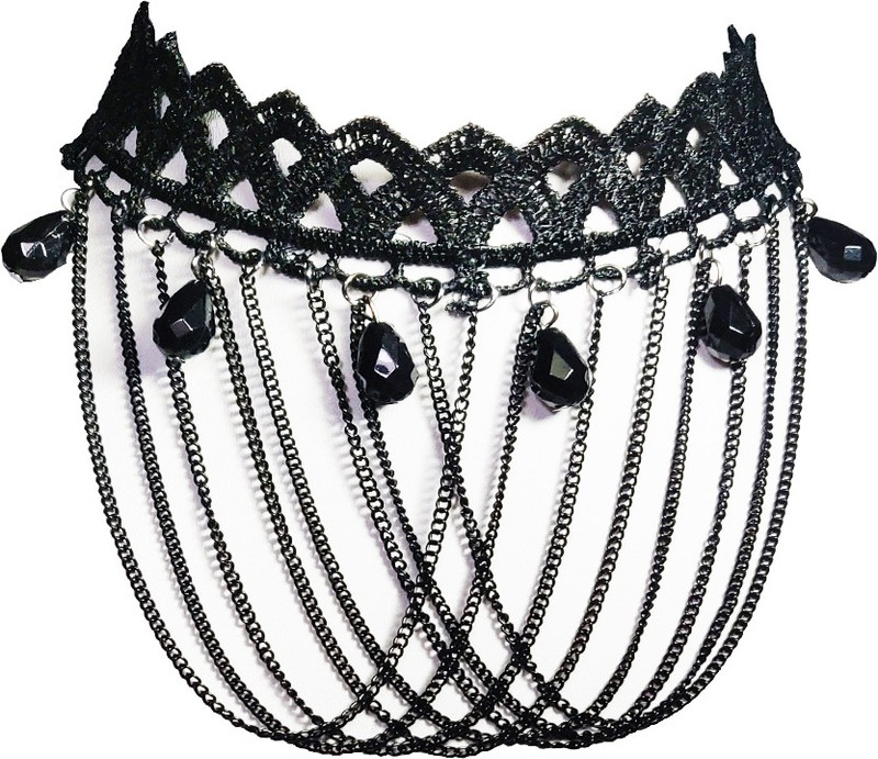 Black Lace Necklace Fabric Choker 