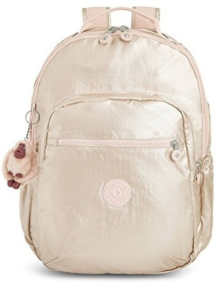 kipling rose gold metallic backpack