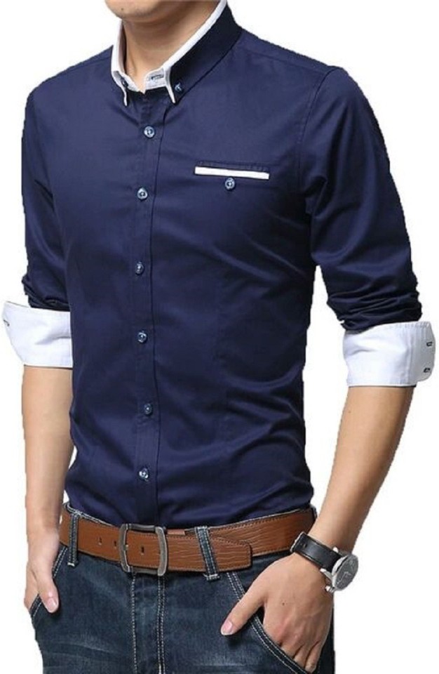 dark blue shirt outfit mens