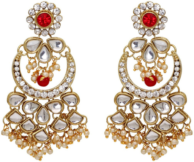 Jaipur Mart Red Color Kundan Earrings 
