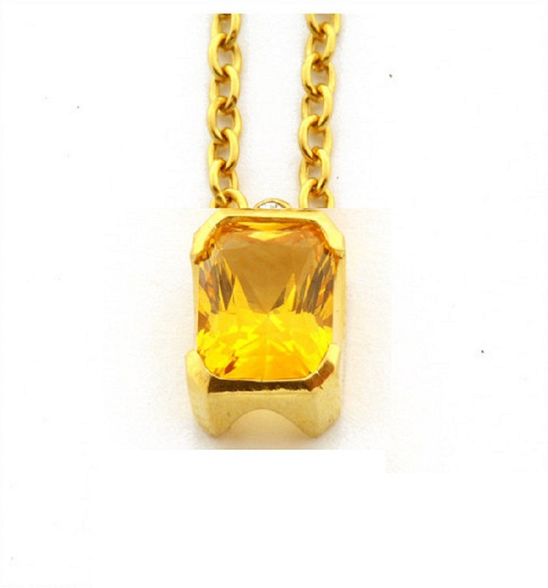 CEYLONMINE Yellow Sapphire Pendant with 
